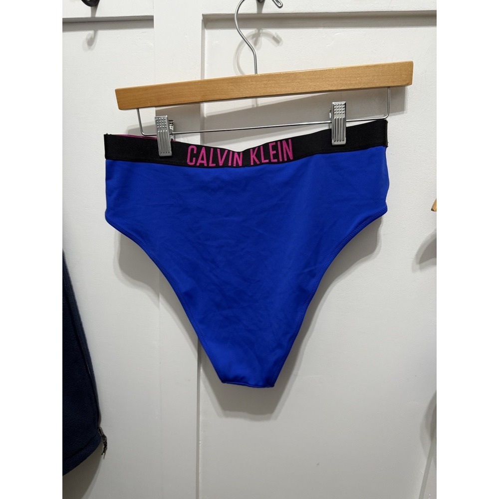 Calvin Klein Blue bikini Set Large High Waist Bottom Intense Power Ribbed - Picture 6 of 14